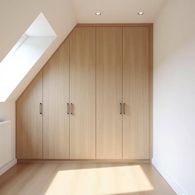 Custom loft wardrobe with sloped doors