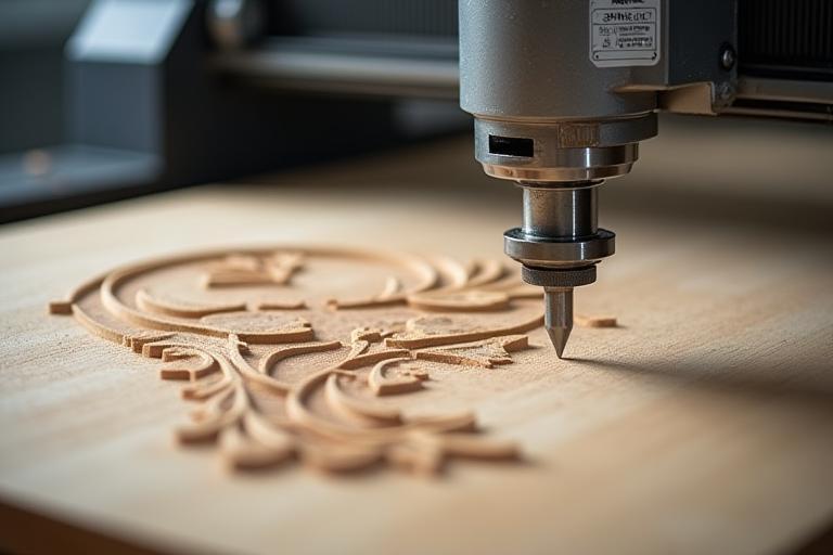 5-axis CNC router carving timber